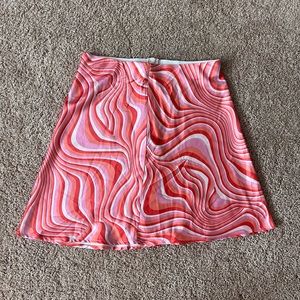 orange multicolor swirl skirt